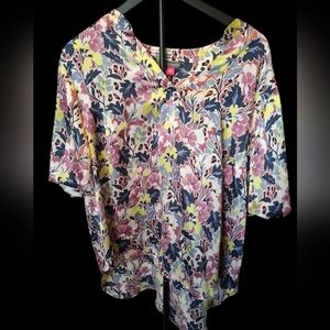 Vince Camuto Floral Multicolor Top Sz 1X